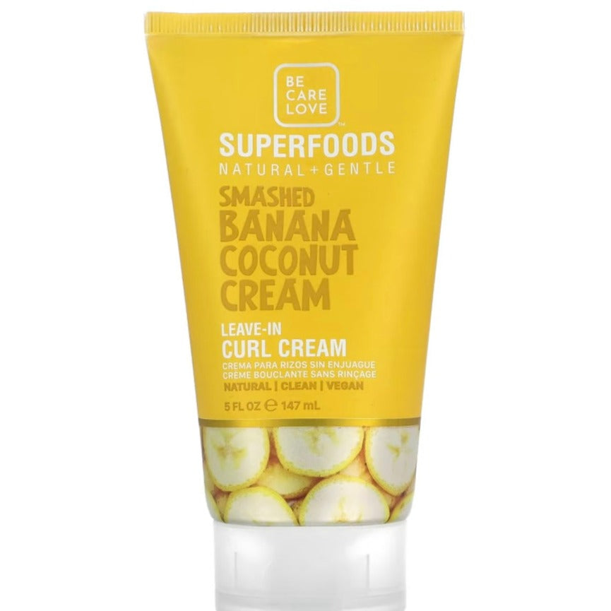 Be Care Love - Superfoods - Natural & Gentle, Leave-In Curl Cream, Smashed Banana Coconut Cream - 5 fl oz (147 ml)