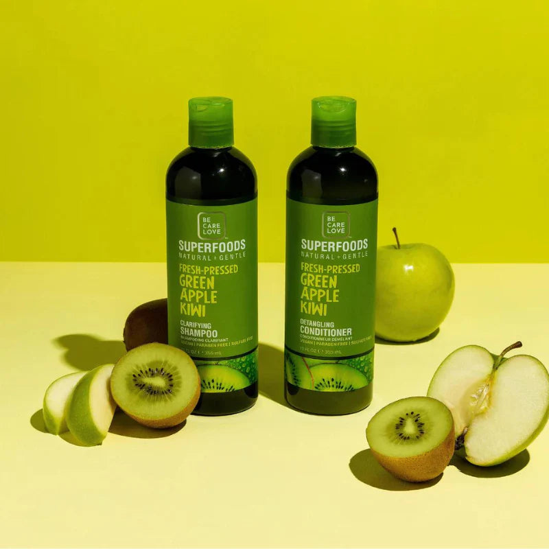 Be Care Love - Superfoods - Clarifying Shampoo & Balsam - Green Apple Kiwi (God til fedtet hår) 355 ml.