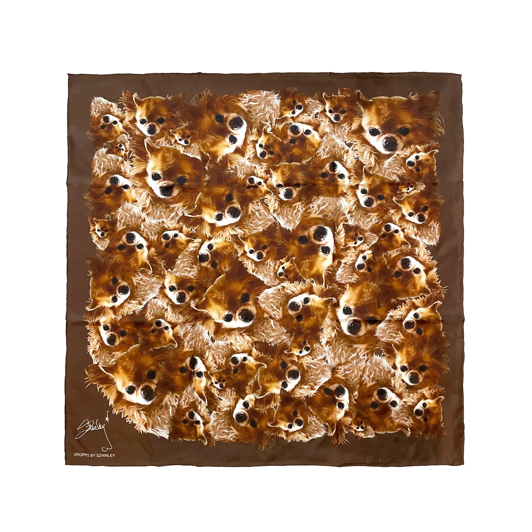 DROPPS BY SZHIRLEY -  silke tørklæde  - #Johnny - Lys brun