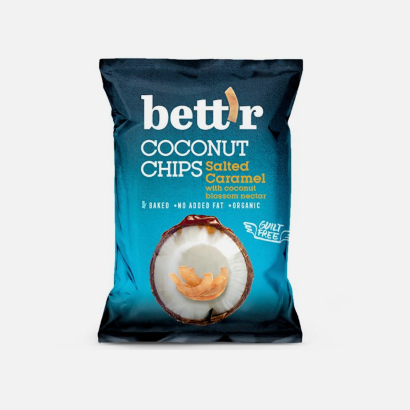 Bett'r - Kokoschips Økologiske - saltet karamel - 40 g.