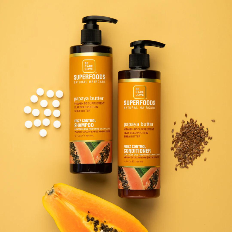 Be Care Love - Superfoods - Frizz Control Shampoo, Papaya Butter - 355 ml.