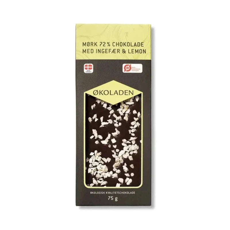 ØKOLADEN - ØKOLOGISK MØRK 72% CHOKOLADE - INGEFÆR & LEMON