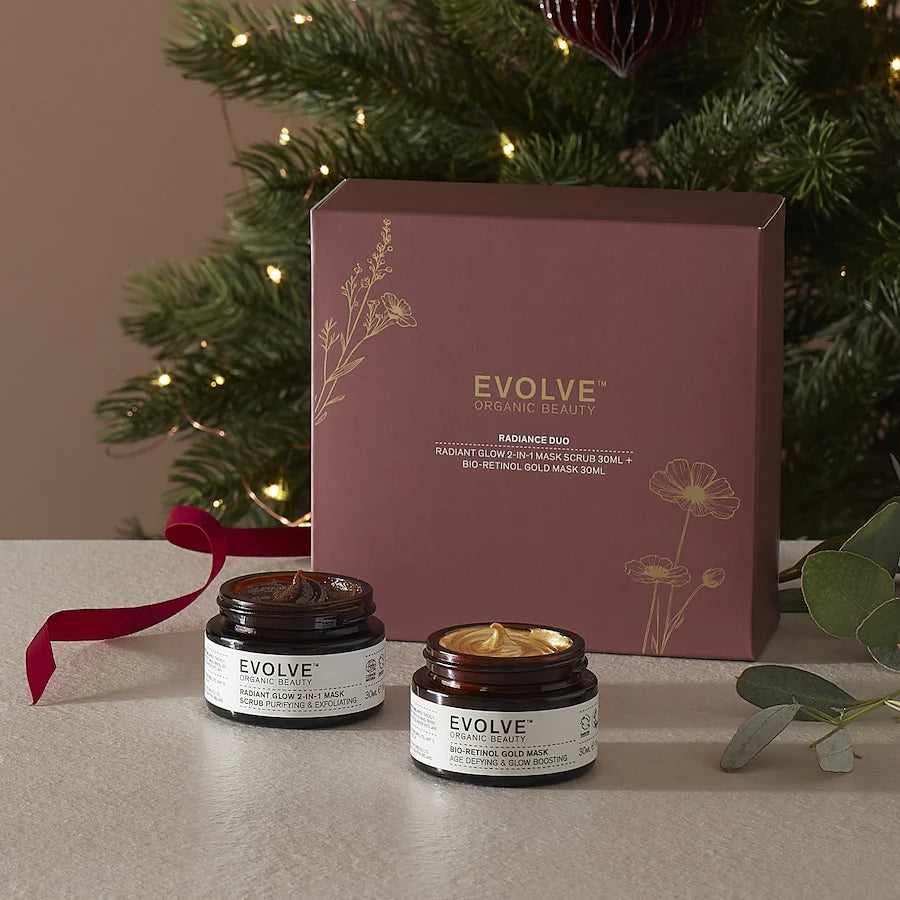 Evolve - Radiance Duo - Radiant Glow 2-in-1 Mask Scrub, 30 ml + Bio-Retinol Gold Mask 30 ml