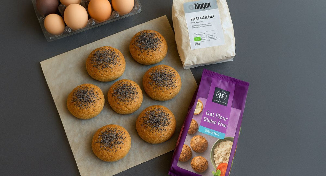 Glutenfri kastanje-havreboller med collagen og birkes