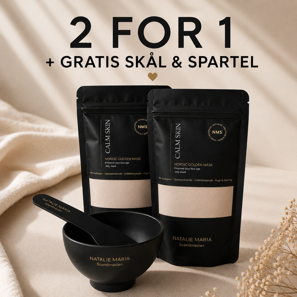 2 FOR 1 - Natalie Maria Scandinavian | Calm Skin Nordic Golden Mask + GRATIS Skål og spartel