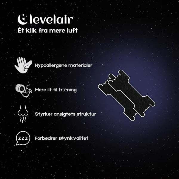 Levelair - Næsetrips (Modvirker snorken) - sorte 30 stk