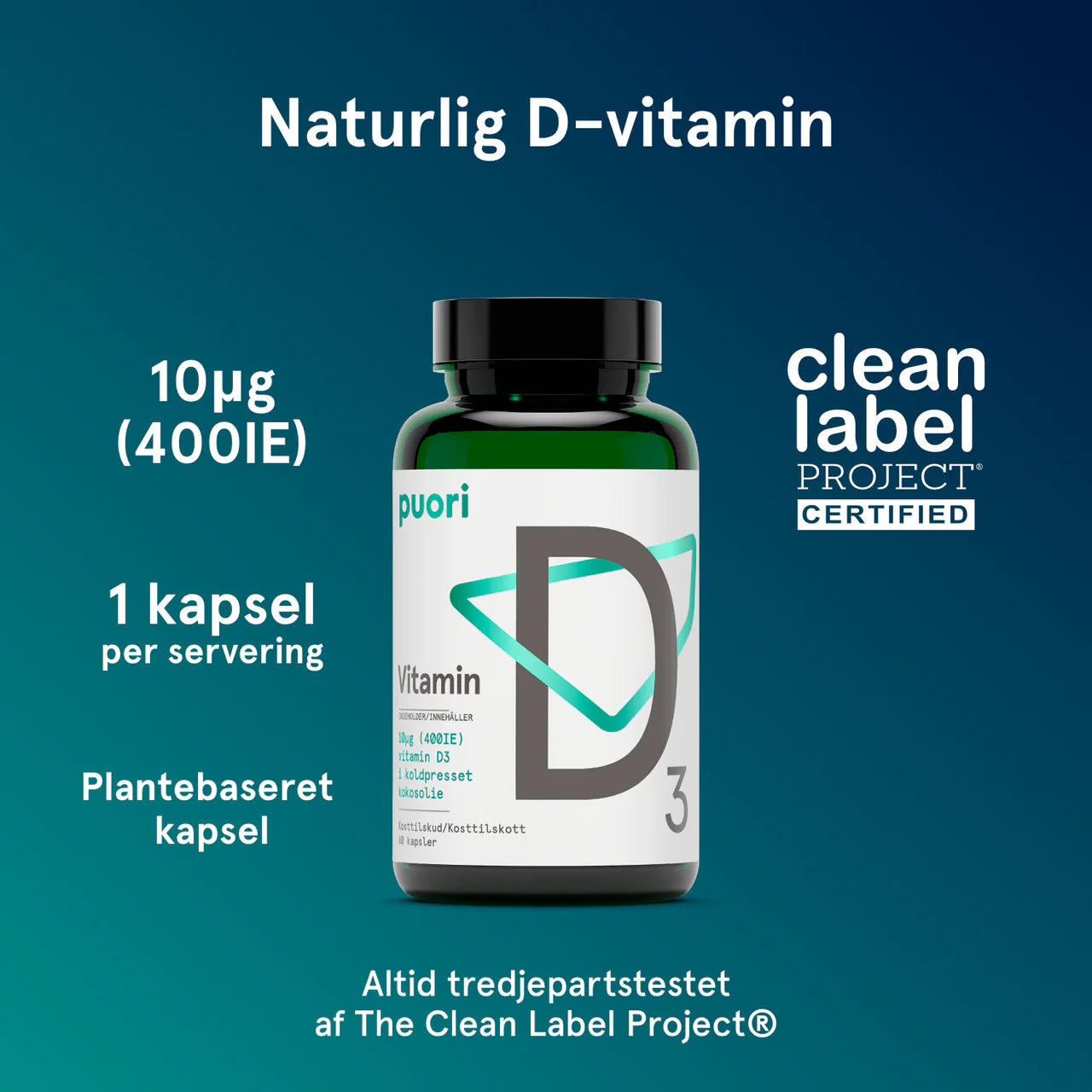 Puori - D3 – D Vitamin (400 IE) 60 kapsler