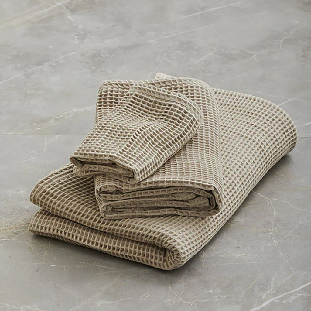 AYÜ | Vaffel vaskeklud i Økologisk Bomuld - Vata -Beige