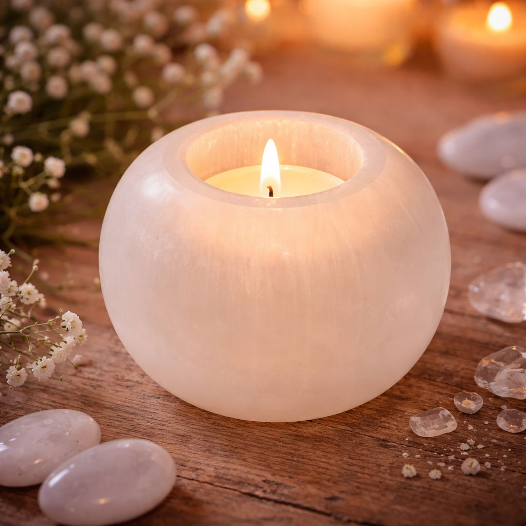 NAMISO - Selenit - Fyrfadslysestage rund