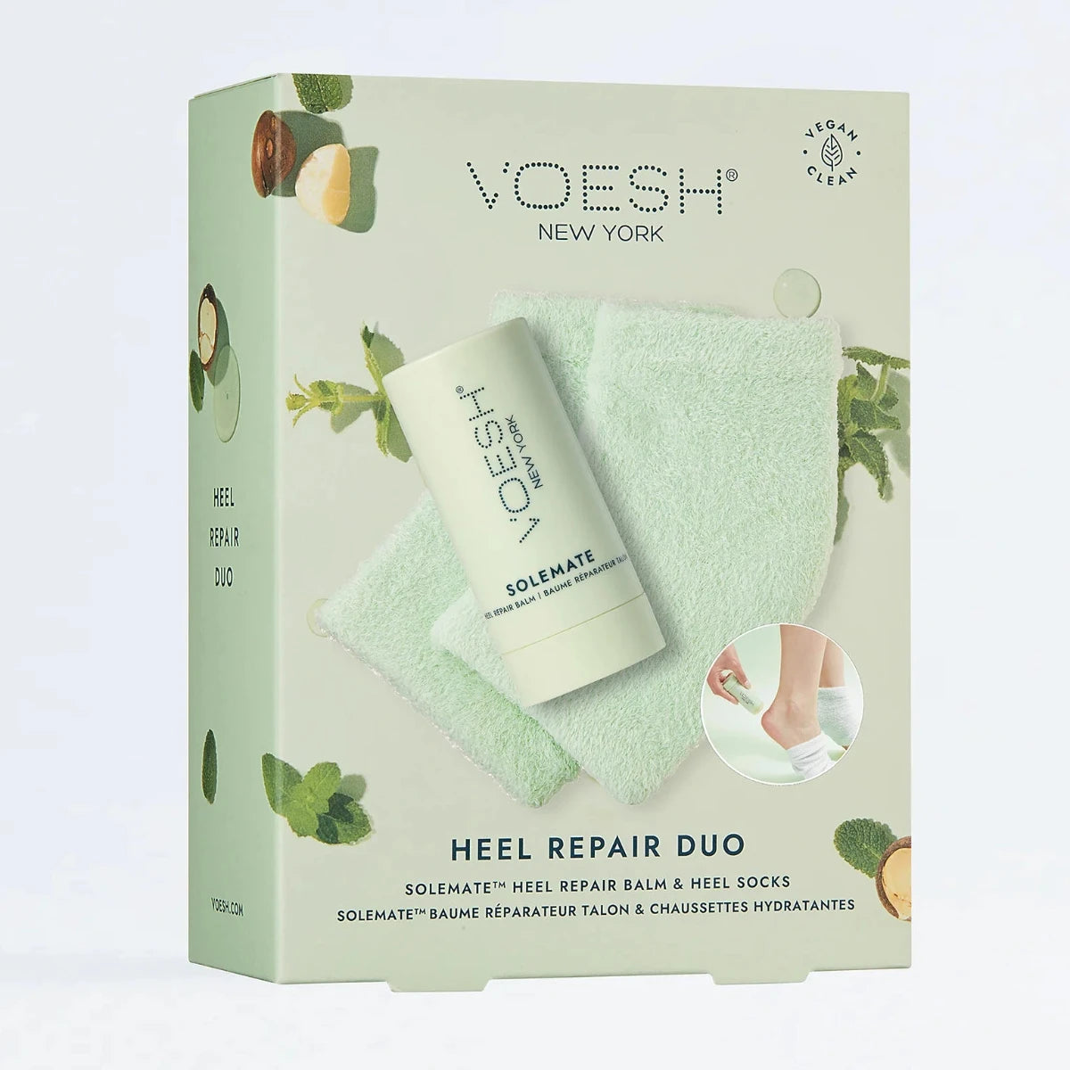 Voesh - Moisturizing hæl sok og balm - Mint