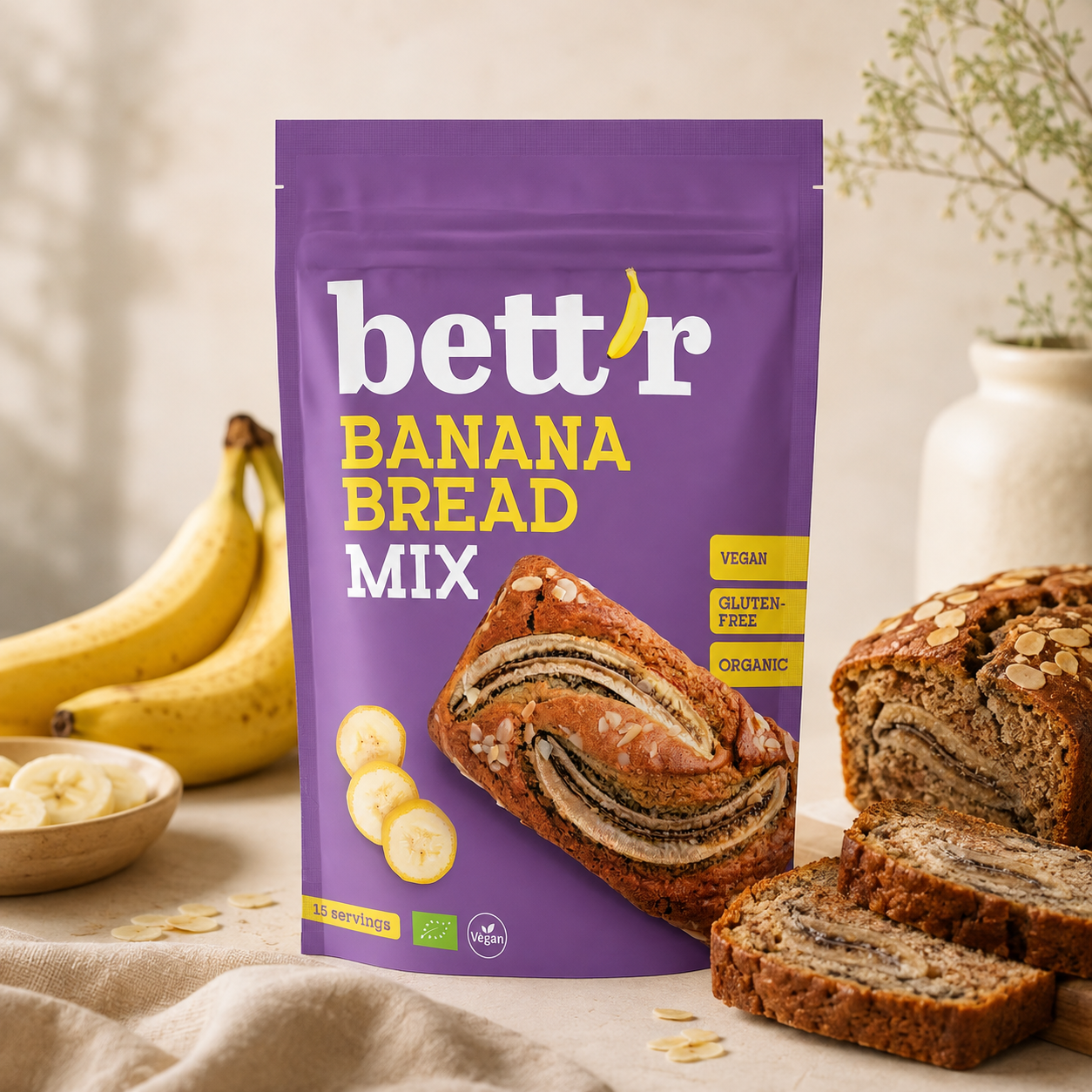 Bett'r - økologisk bananbrød mix  - 300 g.
