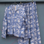 Craft Sisters - Blockprint Bomuldspyjamas -  Blue Flower
