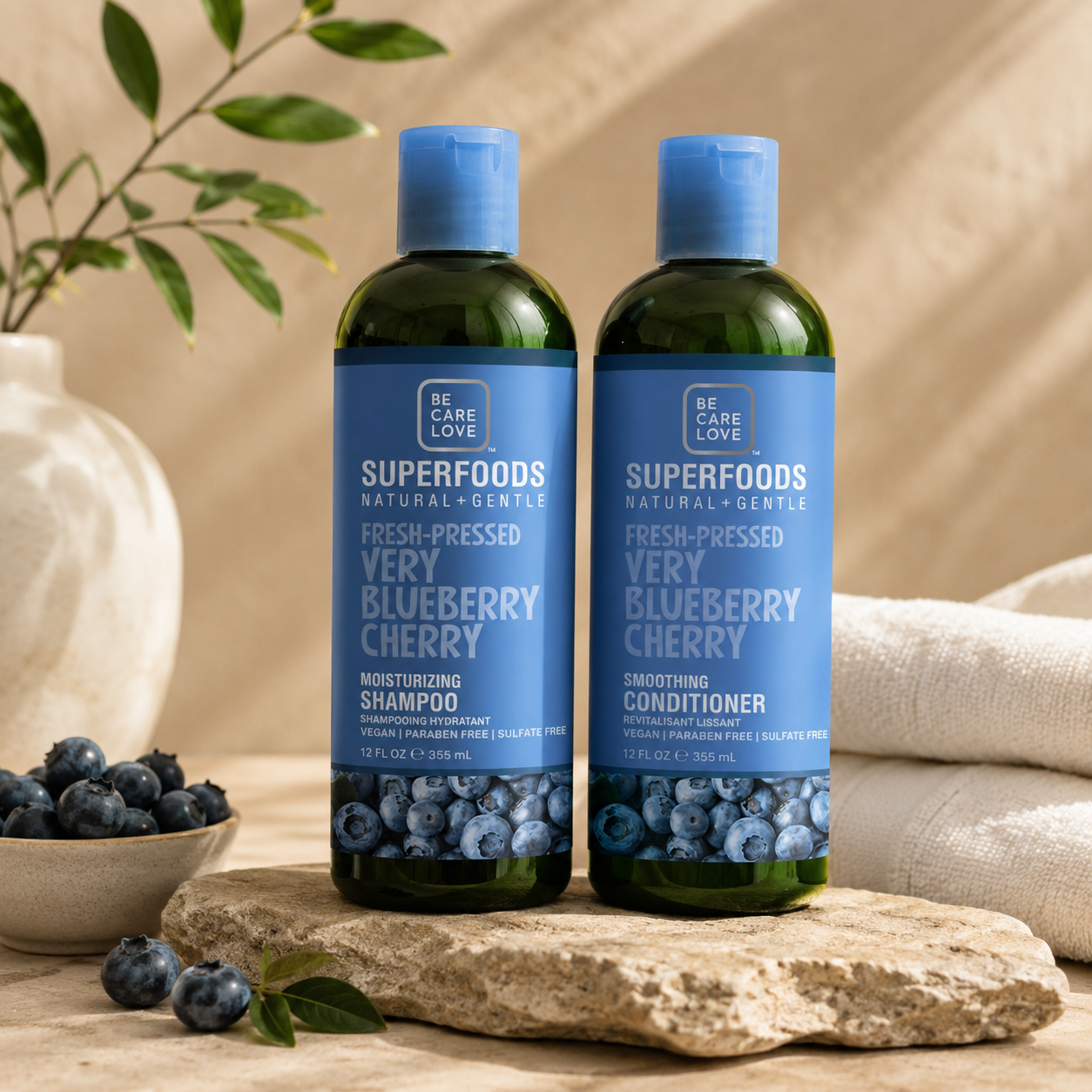 Be Care Love - Superfoods - Shampoo & Conditioner - Very Blueberry Cherry