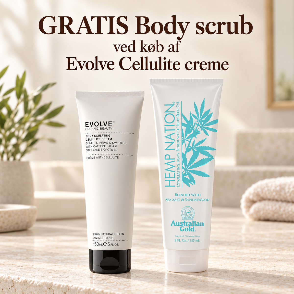 Evolve Body sculpting ink. GRATIS Hemp Nation Body Scrub - Sea Salt & Sandalwood