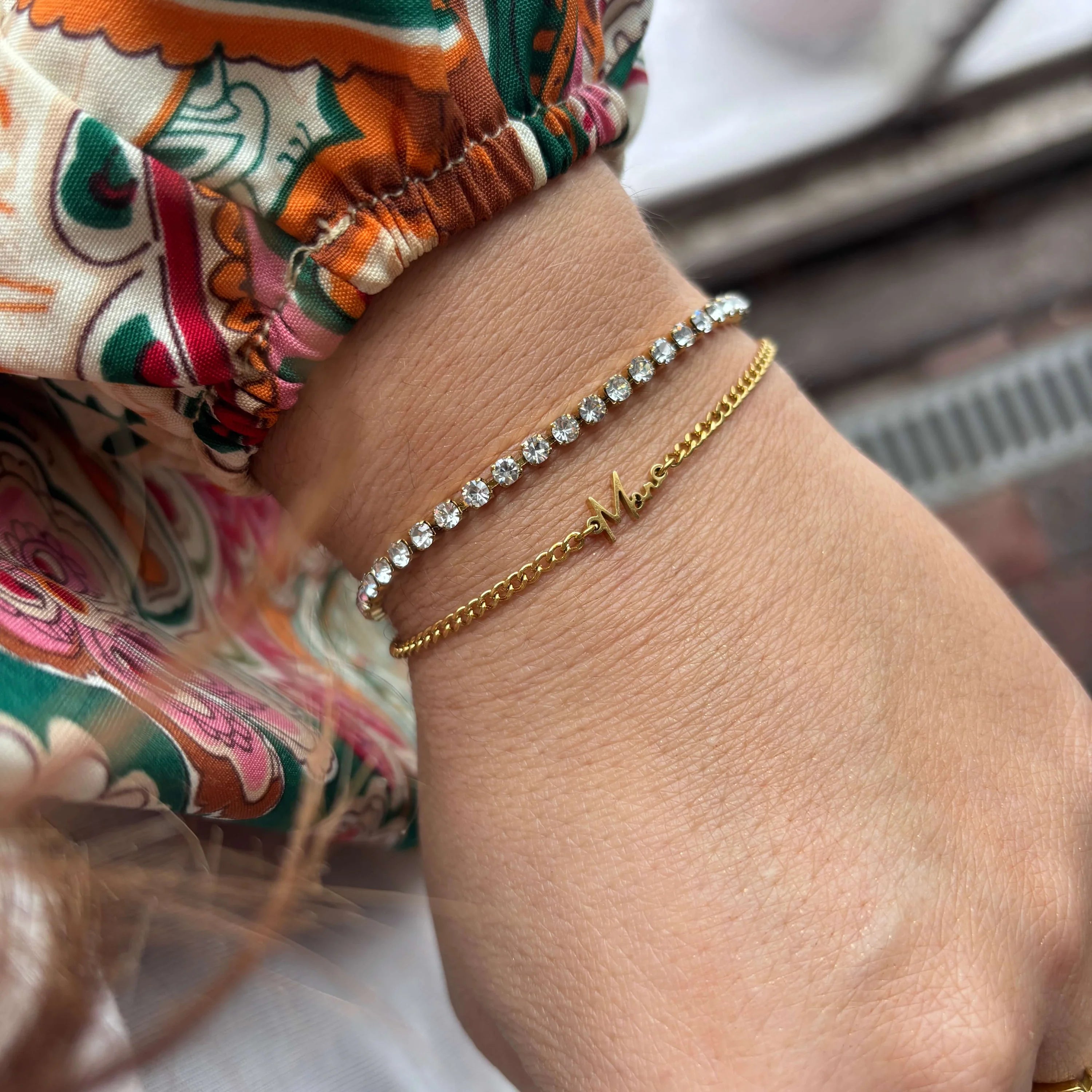 Wolff Jewelry - Crystal Tennis Bracelet - 18 karat guldbelagt