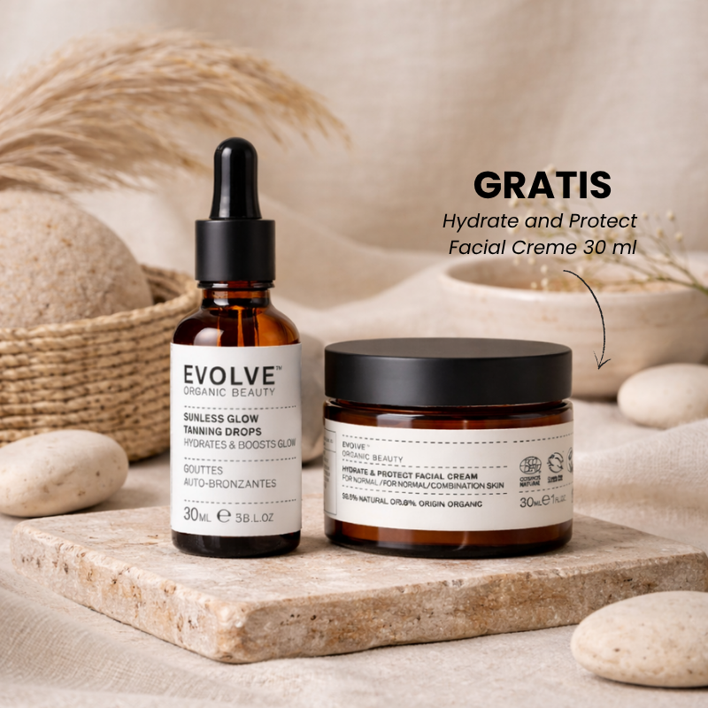 Evolve - Sunless Glow Self Tanning Drops, 30ml + GRATIS Evolve – Hydrate & Protect Facial Cream 30 ml.