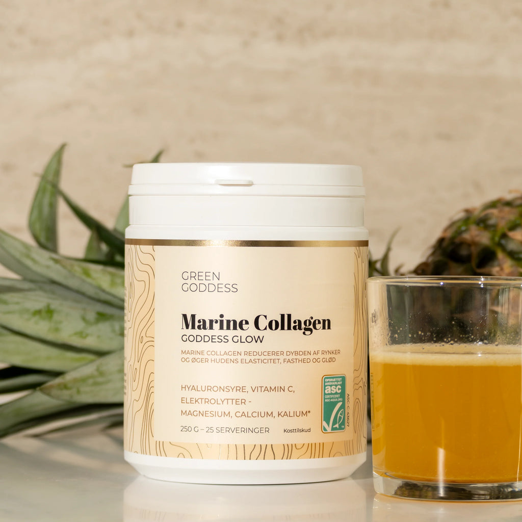 Green Goddes - Goddess Glow Marine Collagen - hyaluronsyre, C-vitamin & elektrolytter -  250 g