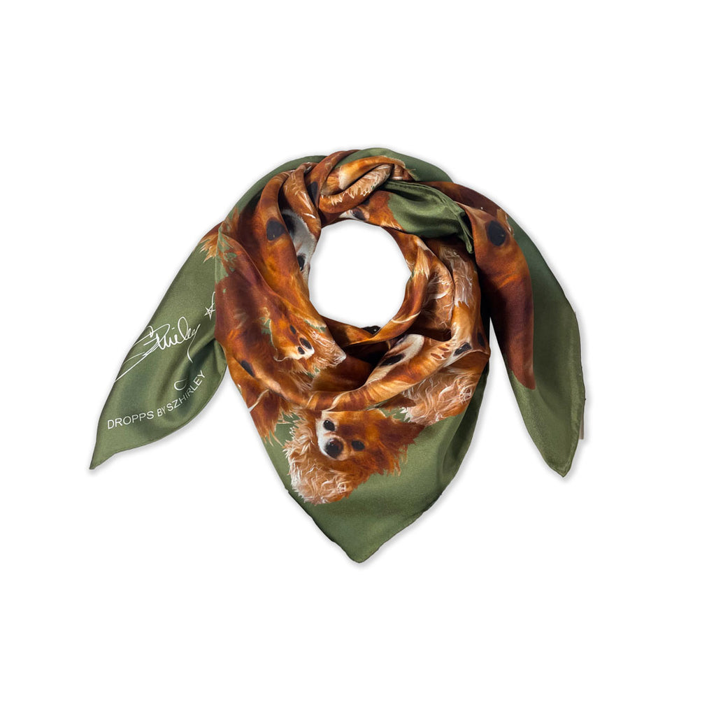 DROPPS BY SZHIRLEY -  silke tørklæde  - #Johnny - Camo grøn