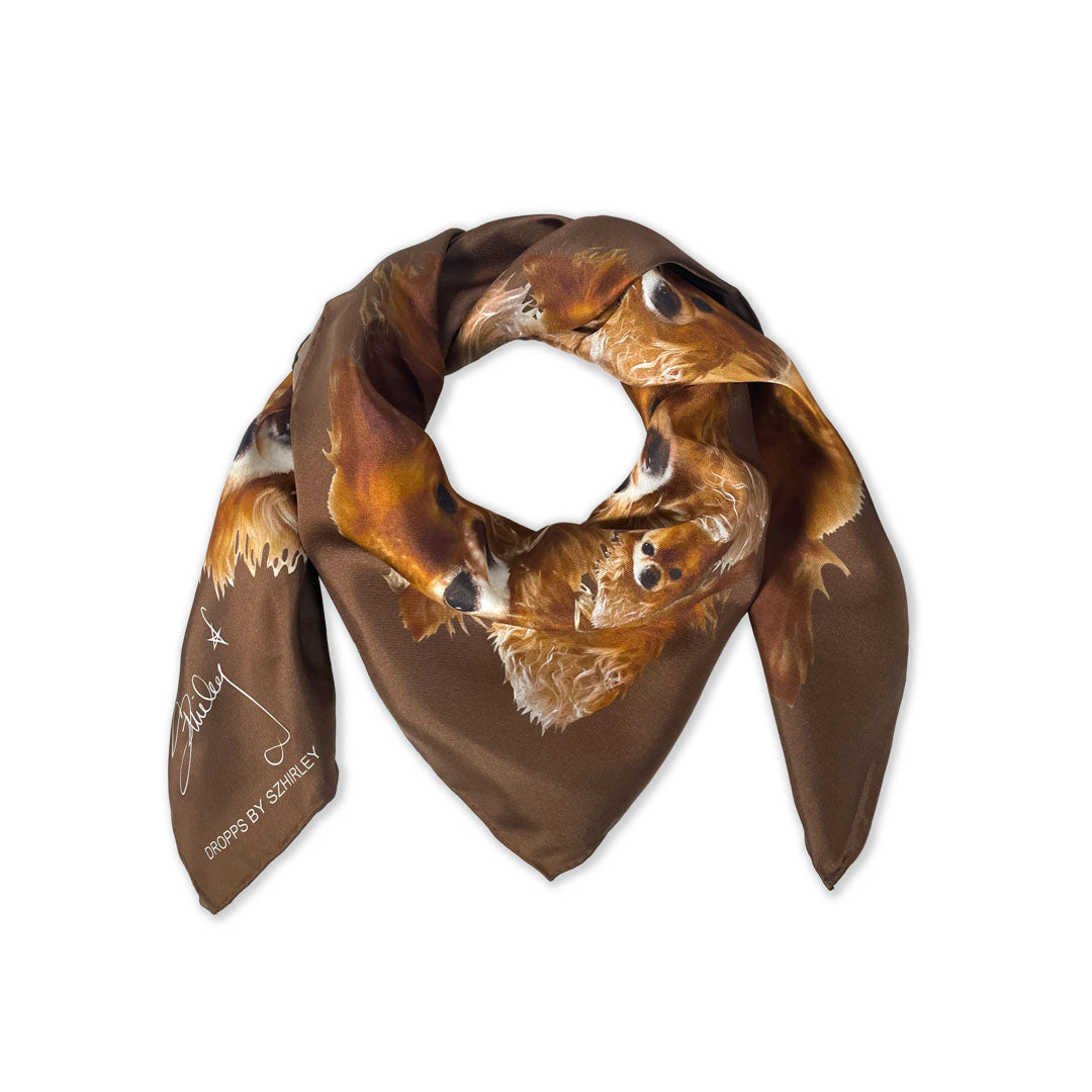 DROPPS BY SZHIRLEY -  silke tørklæde  - #Johnny - Lys brun