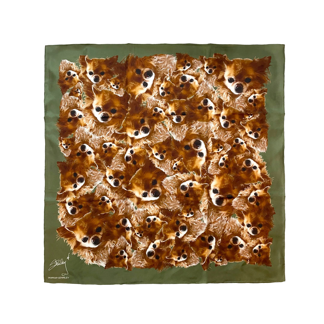 DROPPS BY SZHIRLEY -  silke tørklæde  - #Johnny - Camo grøn