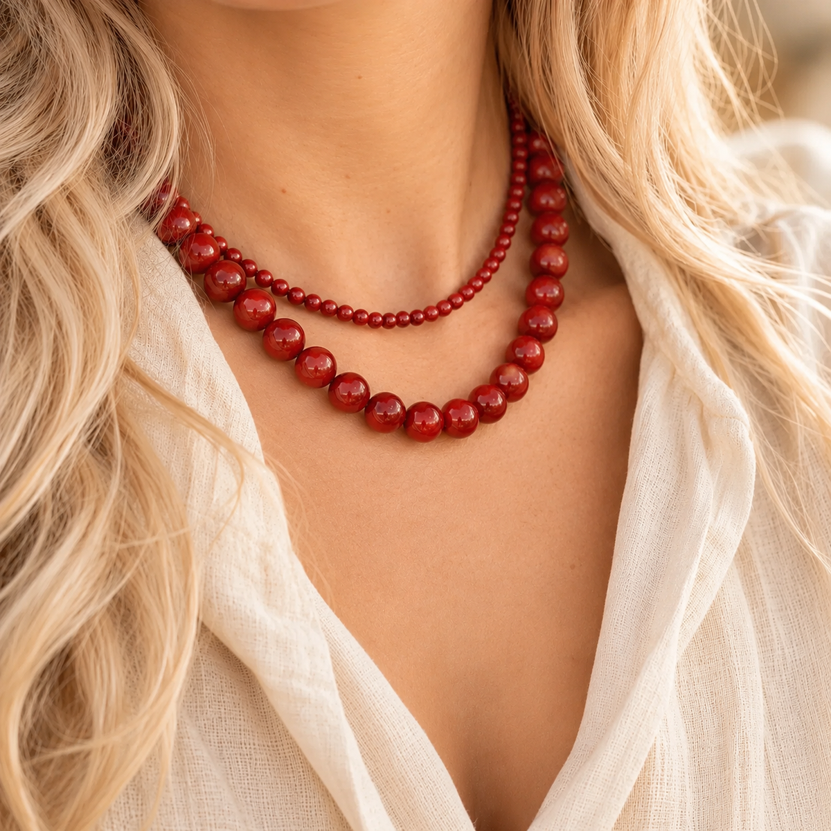 Wolff Jewelry - Jalle Pearl halskæde - Bourgogne