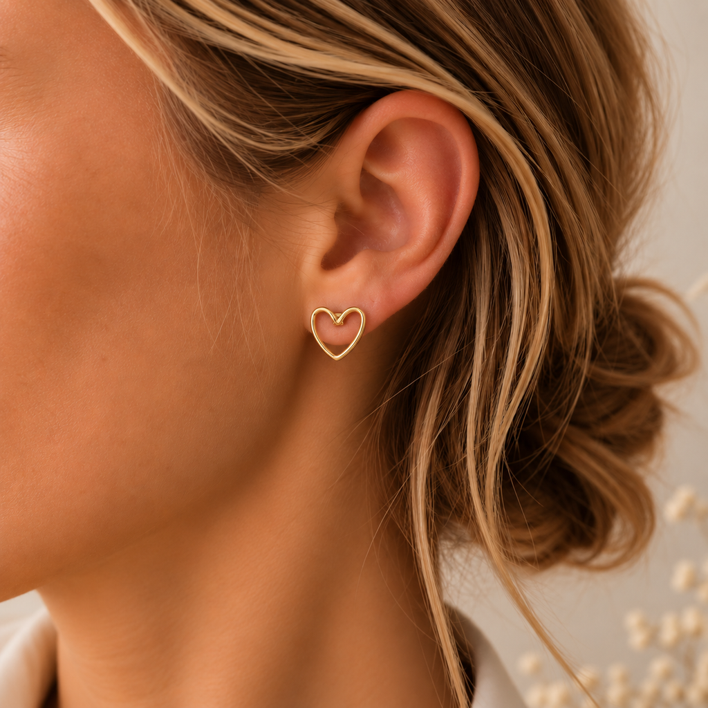 Wolff Jewelry - Luna hjerte øreringe - 18 karat guldbelagt