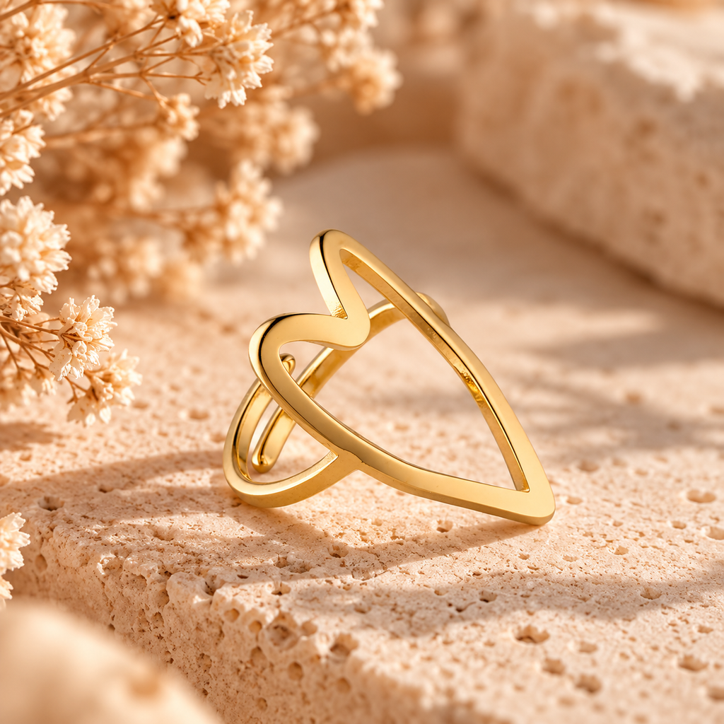 Wolff Jewelry - Luna Big justerbar Ring - 18 karat guldbelagt