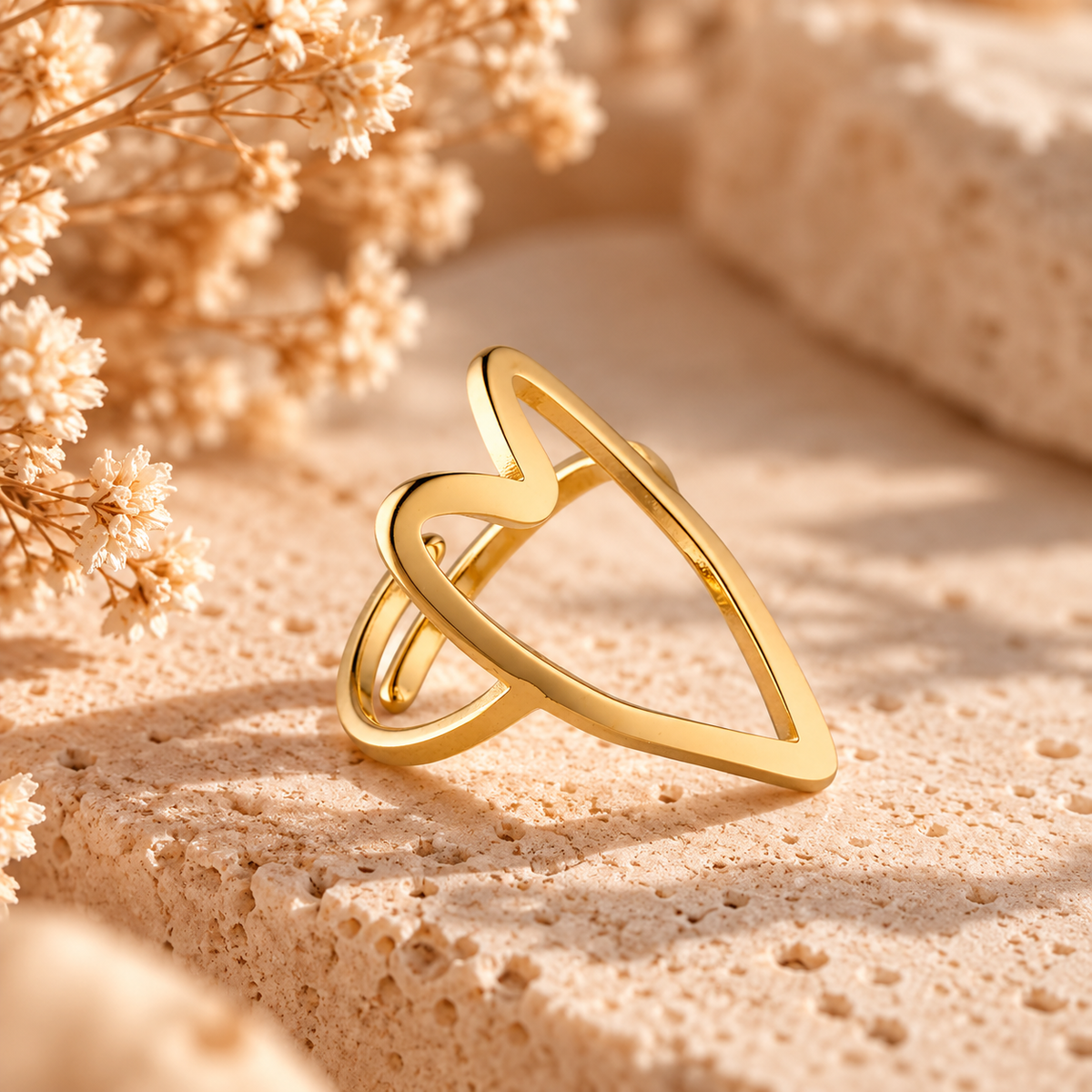 Wolff Jewelry - Luna Big justerbar Ring - 18 karat guldbelagt