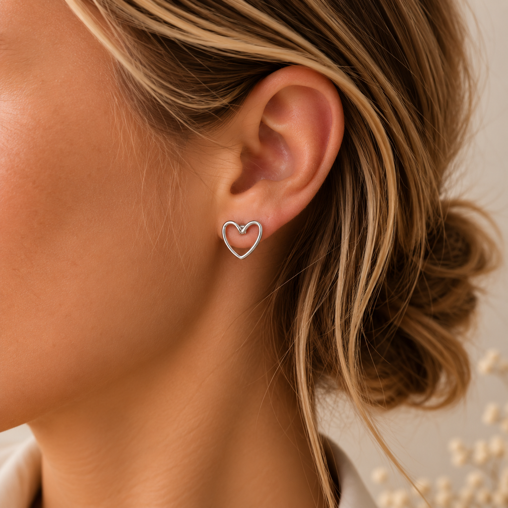 Wolff Jewelry - Luna hjerte øreringe - sølvfarvet