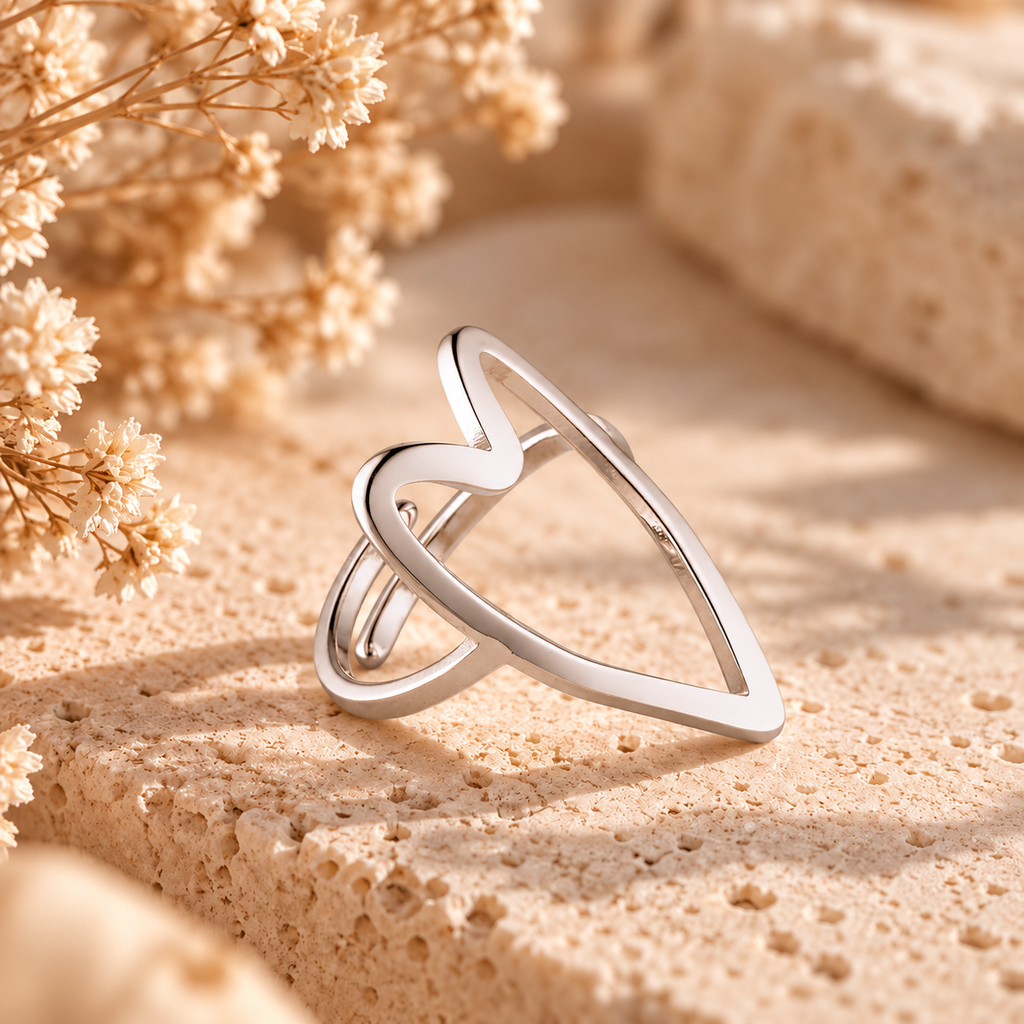 Wolff Jewelry - Luna Big justerbar Ring - Sølvfarvet