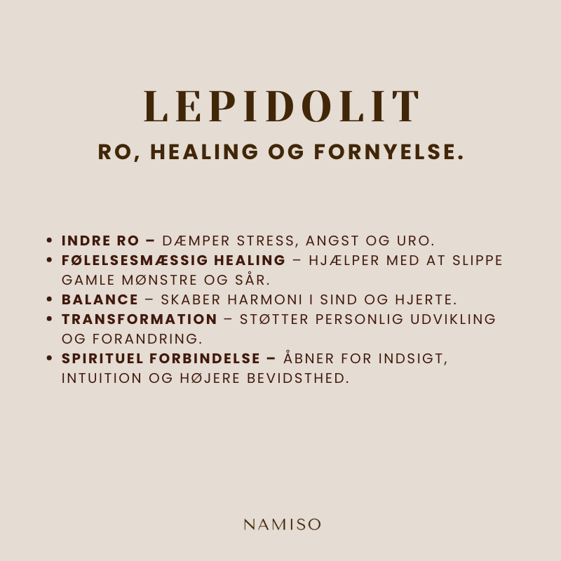 Namiso - Relaxe Mind  - nussesten - Lepidolit (ro, healing og fornyelse)