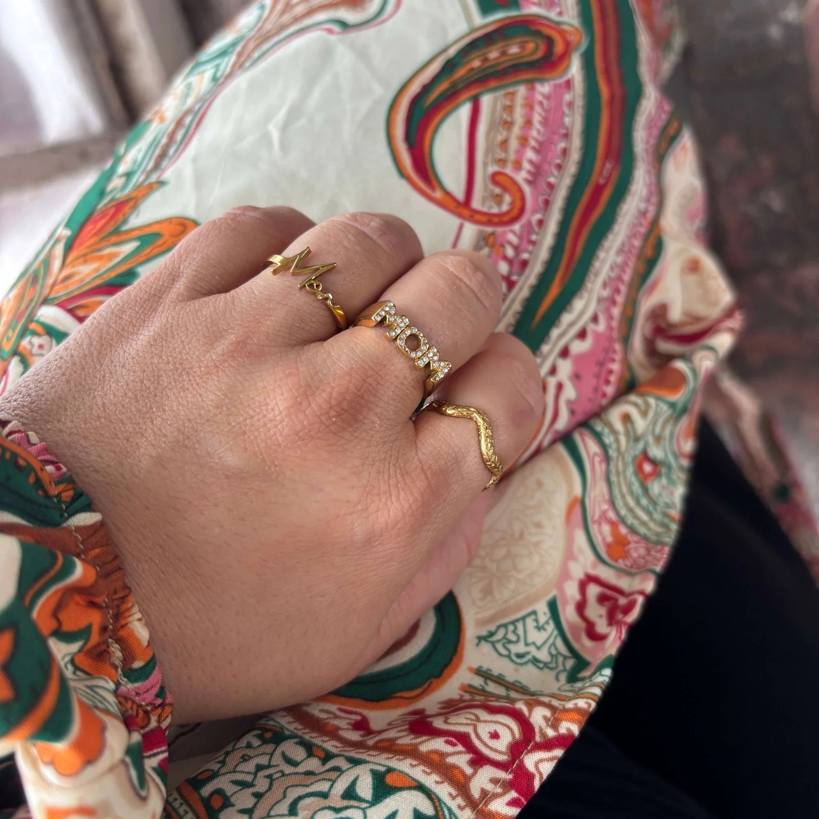 Wolff Jewelry - MOM Shine Ring - 18 karat guldbelagt (Justerbar)