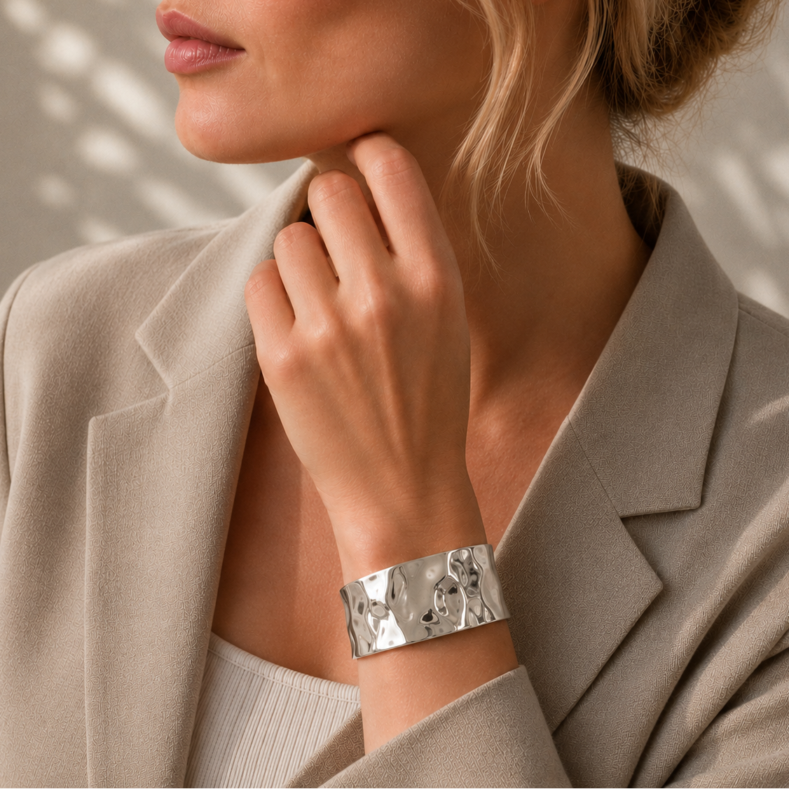 WOLFF JEWELRY - Mindy Big Bangle - Sølvfarvet (Vandfast)