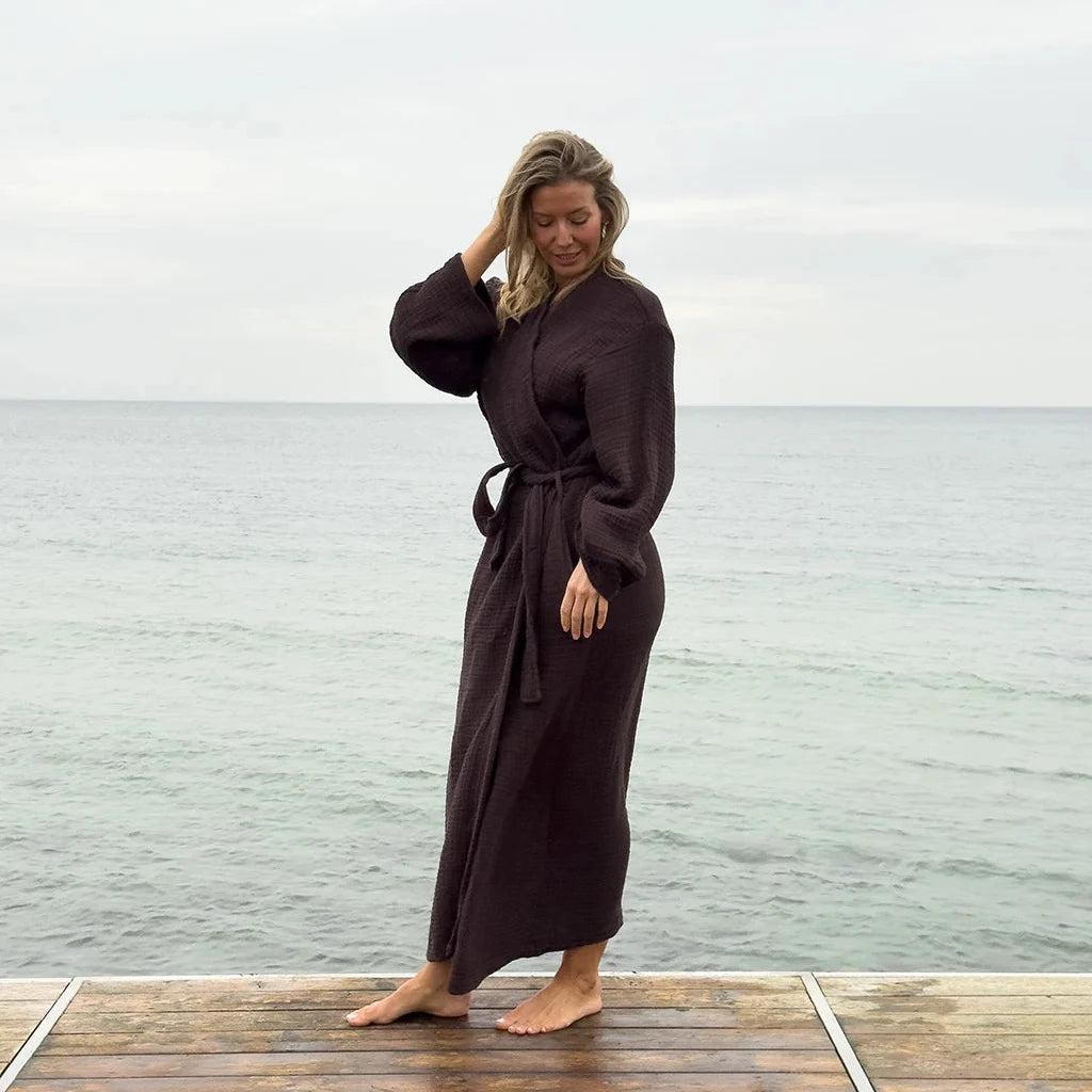 MonDay Bliss - Muslin kåbe - Mørkebrun