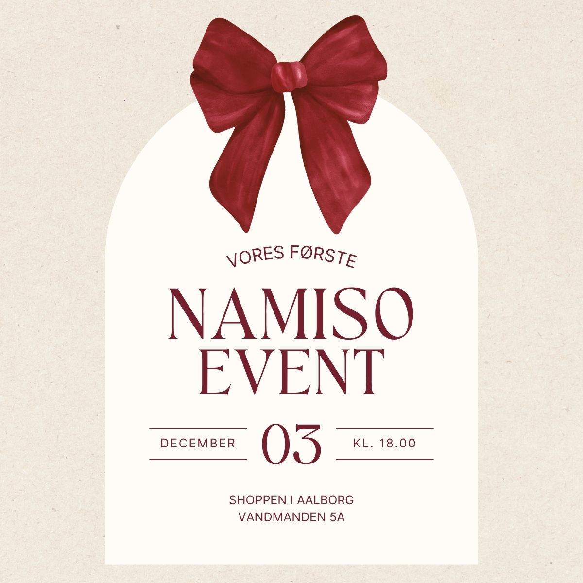 FØRSTE NAMISO EVENT - 03. december kl. 18.00