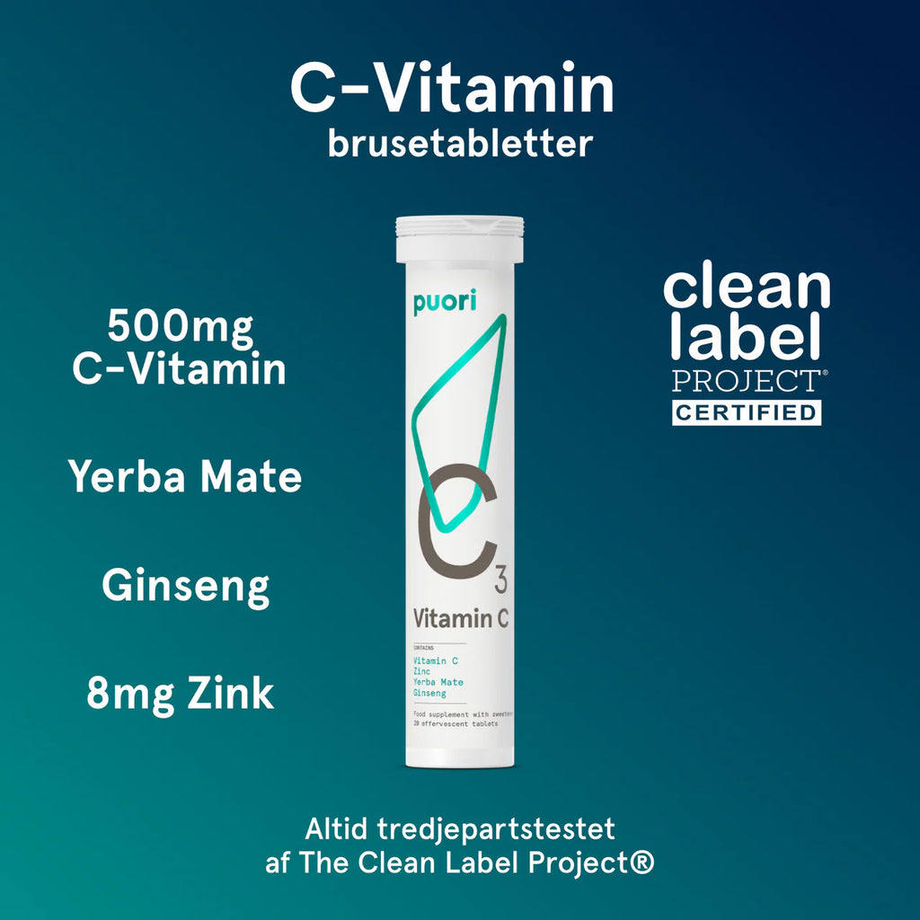 Puori - C3 - C Vitamin brusetabeletter (Mango og appelsin) - 20 tabletter