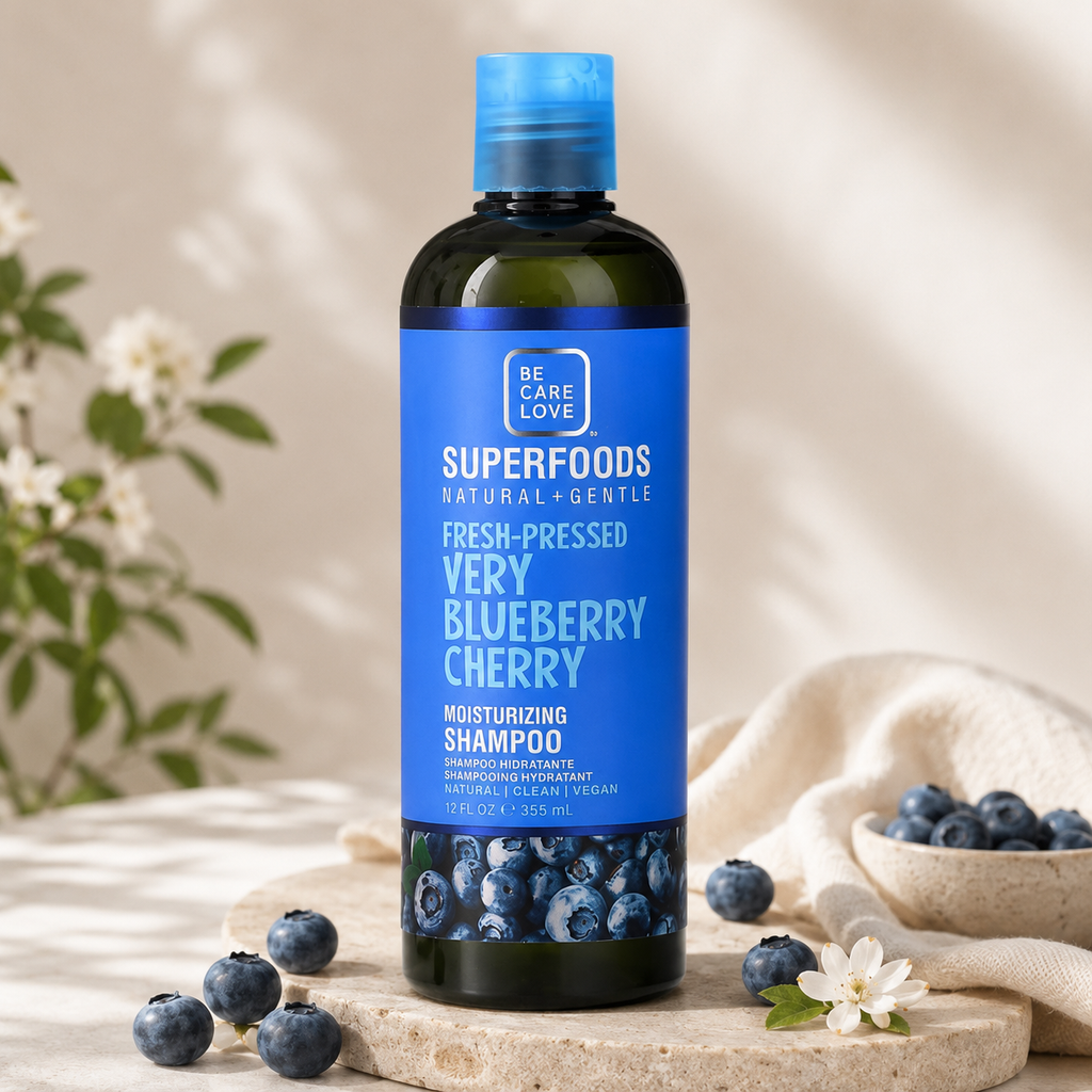 Be Care Love - Superfoods - Moisturizing Shampoo - Very Blueberry Cherry - (God til sarte og følsomme hårbunde) - 355 ml