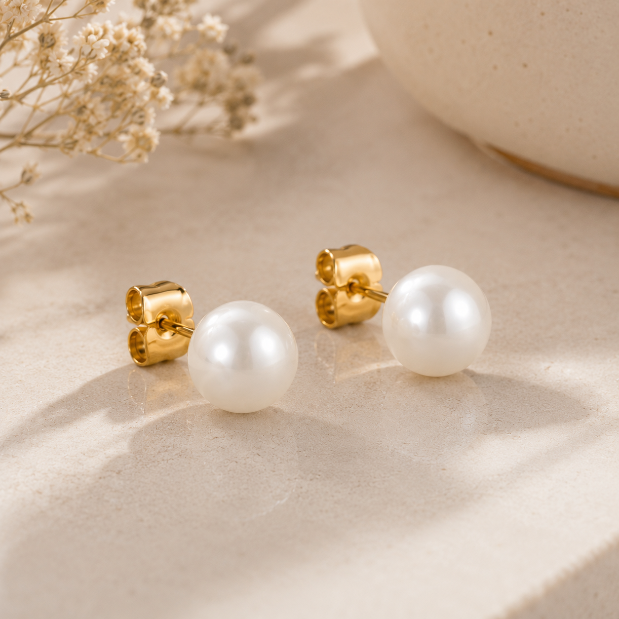 Wolff Jewelry - Pretty Pearl Earring - 18 karat guldbelagt