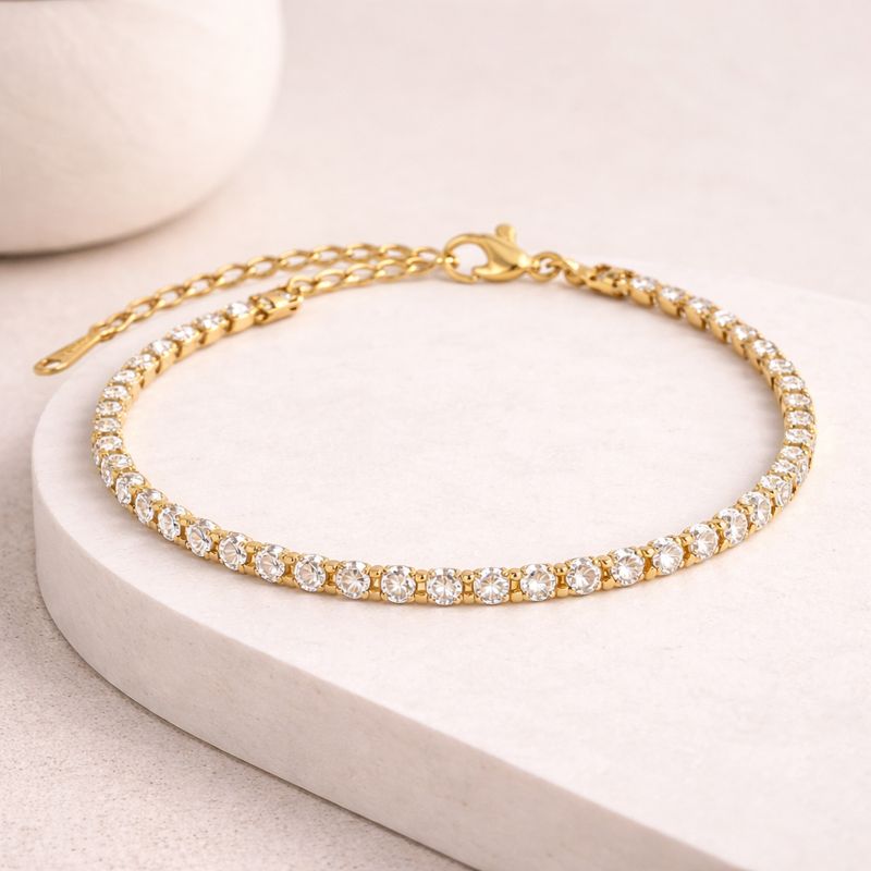 Wolff Jewelry - Crystal Tennis Bracelet - 18 karat guldbelagt