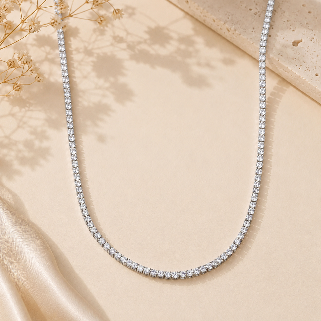 Wolff Jewelry - Crystal Tennis halskæde - sølv