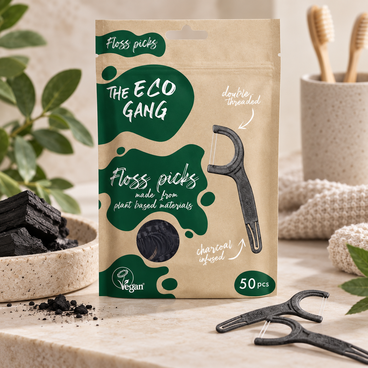 THE ECO GANG -  tandtrådsbøjler (kul og mint) 50 stk.