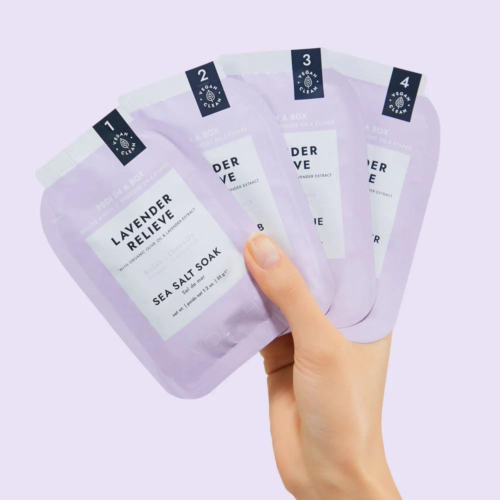 Voesh - Pedi in a Box (4 Step) Lavender Relieve fodbad