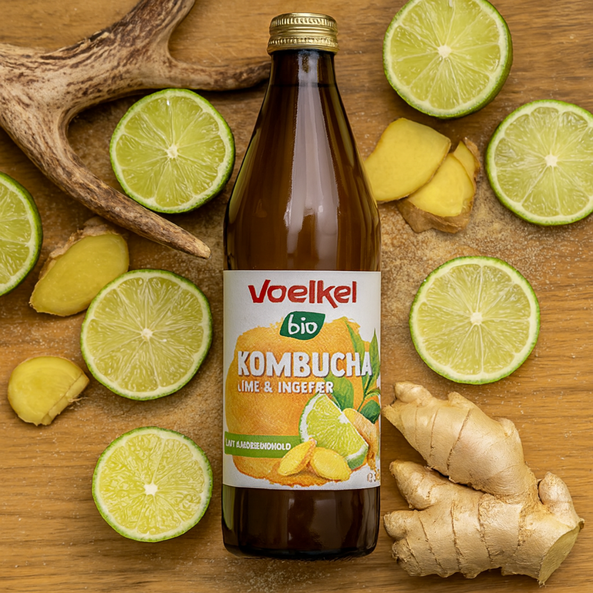 Voelkel - Kombucha Lime-Ingefær - Økologisk - 330 ml