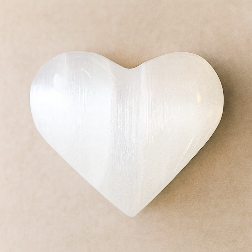 Namiso - Selenit krystal hjerte (Klarhed og fred)
