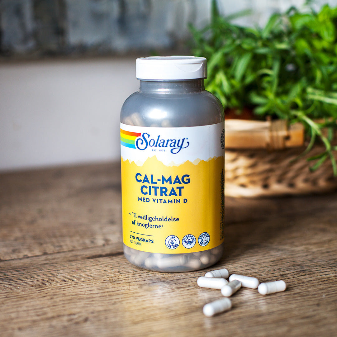 Solaray - Cal-Mag Citrat med Vitamin D - 180 Kapsler