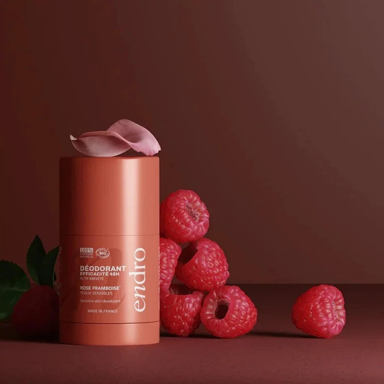 Endro - cosmètiques - bio deodorant stick - rose-hindbær