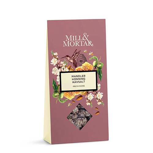 Mill & Mortar - økologiske mandler m.  Honning Havsalt  - 100 g.