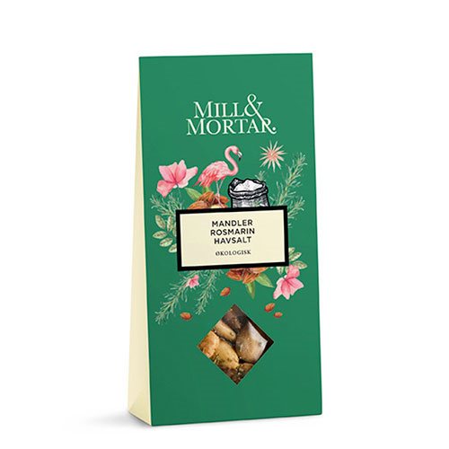 Mill & Mortar - økologiske mandler m. rosmarin & havsalt - 100 g.