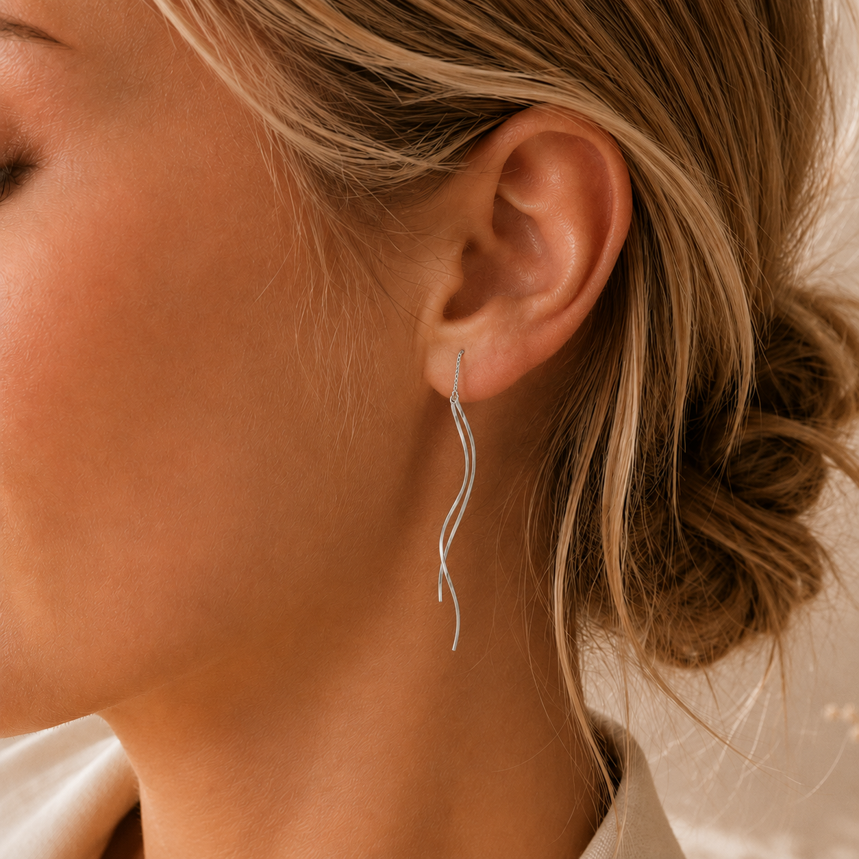 WOLFF JEWELRY - Waves Earring - Sølvfarvet